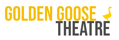 logo for the golden goose theatre, an oraange golden goose with the text golden goose theatre